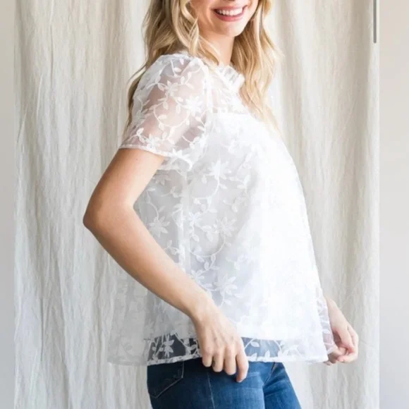 JODIFL Pink Floral Lace Blouse, NWOT - Picture 13 of 13